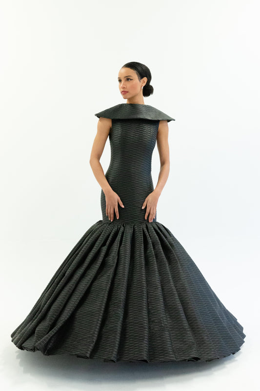 Black Scale Leather Mermaid Gown